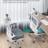 SONGMICS Office Chair, Desk Chair, Ergonomic, Folding Armrests, High Backrest, Mesh Chair with Lumbar Support and Adjustable Headrest, Rocking Function, Dove Grey OBN040G01 - Billede 7