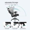 Kontorstol, Skrivebordsstol, Ergonomisk Drejestol, Netbetræk, Maksimal belastning 150 kg, Sort - Billede 5