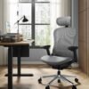 SONGMICS Office Chair, Ergonomic Adjustable Canvas Chair, Reclining Backrest, Front or Rear Adjustable Seat, 4D Armrests, Lumbar Support, Capacity 150kg, Dove Grey OBN065G01 - Billede 3