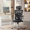 SONGMICS Ergonomic Office Chair, High Back Office Chair, Canvas Seat, Lumbar Support, Height Adjustable, 3D Headrest, Adjustable Armrests, Ink Black OBN070B01 - Billede 2