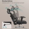 SONGMICS Ergonomic Office Chair, High Back Office Chair, Canvas Seat, Lumbar Support, Height Adjustable, 3D Headrest, Adjustable Armrests, Ink Black OBN070B01 - Billede 5