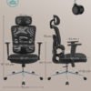 SONGMICS Ergonomic Office Chair, High Back Office Chair, Canvas Seat, Lumbar Support, Height Adjustable, 3D Headrest, Adjustable Armrests, Ink Black OBN070B01 - Billede 6