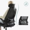 Kontorstol, Computerstol, Ergonomisk Stol, Justerbare Armlæn og Nakkestøtte, Sort - Billede 4