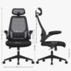 Kontorstol, Computerstol, Ergonomisk Stol, Justerbare Armlæn og Nakkestøtte, Sort - Billede 5