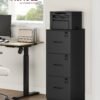 VASAGLE 3-Drawer Vertical File Cabinet, Filing Cabinet for Home Office, Printer Stand, with 3 Lockable Drawers, Adjustable Hanging Rail, for A4 and Letter-Size Files, Ink Black - Billede 2