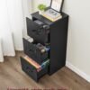 VASAGLE 3-Drawer Vertical File Cabinet, Filing Cabinet for Home Office, Printer Stand, with 3 Lockable Drawers, Adjustable Hanging Rail, for A4 and Letter-Size Files, Ink Black - Billede 3