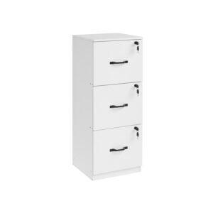 VASAGLE 3-Drawer Office Pedestal, Document Storage Unit, Printer Stand, 3 Lockable Drawers, Adjustable Hanging Rail, for A4 Files, Cloud White OFC055W14
