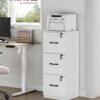 VASAGLE 3-Drawer Office Pedestal, Document Storage Unit, Printer Stand, 3 Lockable Drawers, Adjustable Hanging Rail, for A4 Files, Cloud White OFC055W14 - Billede 2