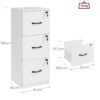 VASAGLE 3-Drawer Office Pedestal, Document Storage Unit, Printer Stand, 3 Lockable Drawers, Adjustable Hanging Rail, for A4 Files, Cloud White OFC055W14 - Billede 6