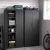 SONGMICS OMC015B01 Steel Office Storage Cabinet with 4 Shelves Double Doors Lock Tool Cabinet Adjustable Shelves for Garage Office Black - Billede 3