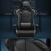 SONGMICS RCG070C01 Ergonomic Office Chair with High Back Armrests Footrest Lumbar Support Pillow Load up to 150kg Black/Green - Billede 7