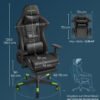 SONGMICS RCG070C01 Ergonomic Office Chair with High Back Armrests Footrest Lumbar Support Pillow Load up to 150kg Black/Green