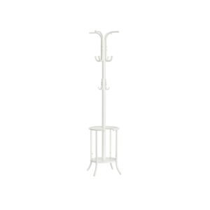 SONGMICS Coat Rack Freestanding, Coat Stand with Umbrella Holder, 12 Hooks, Metal, 175 cm Tall, for Entryway, Hallway, Living Room, Bedroom, Pearl White RCR011W01
