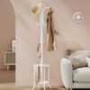 SONGMICS Coat Rack Freestanding, Coat Stand with Umbrella Holder, 12 Hooks, Metal, 175 cm Tall, for Entryway, Hallway, Living Room, Bedroom, Pearl White RCR011W01 - Billede 7