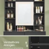 Toiletbord med LED-belysning, 3 farver, med spejl, 2 skuffer, moderne, blæksort - Billede 3