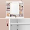 LED-belysningssminkebord med spejl, skuffer, skammel, justerbar lysstyrke, moderne, Cloud White - Billede 5