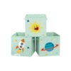 SONGMICS Storage Boxes, Set of 3, Toy Organiser Boxes, Foldable Storage Cubes with Two Handles, for Kid’s Room, Playroom, Bedroom, 30 x 30 x 30 cm, Space Theme, Green RFB001G03