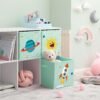 SONGMICS Storage Boxes, Set of 3, Toy Organiser Boxes, Foldable Storage Cubes with Two Handles, for Kid’s Room, Playroom, Bedroom, 30 x 30 x 30 cm, Space Theme, Green RFB001G03 - Billede 3
