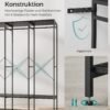 Tøjstativ, knagerække, garderobe med tøjstang, hylder, 40 x 141 x 180 cm, ibenholtsort - Billede 5