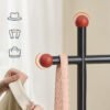 Tøjstativ med skohylde, kraftig, 6 opbevaringshylder, naturlig valnød og blæksort - Billede 3