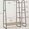 Tøjstativ, 45 x 120 x 160 cm, garderobestang, skostang, åben garderobe, turkisbrun matsort - Billede 5