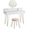 Vasagle makeup bord med spejl, 3 skuffer og industrielt design i rustik brun og sort.