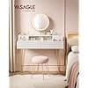 Vasagle makeup bord med spejl og stol i rustik stil, perfekt til skønhedspleje.