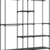 Bærbar åben garderobe, tøjstativ, 43 x 182 x 182 cm sort
