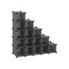 SONGMICS Interlocking Shoe Rack, Rectangular Storage Organiser, 15-Slot Modular DIY Storage Shelf Unit, Metal Wire Wardrobe, Grey LPC44G
