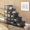 SONGMICS Interlocking Shoe Rack, Rectangular Storage Organiser, 15-Slot Modular DIY Storage Shelf Unit, Metal Wire Wardrobe, Grey LPC44G - Billede 2