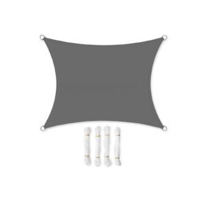 SONGMICS 2 x 3 m Sun Sail, Water-Resistant to at Least 1000 mm, 93% UV-Protection Sun Shade Sail in Tear-Resistant Polyester, Weatherproof, for Garden Patio, Terrace, Camping, Smoky Grey GSH23BK