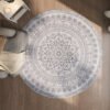 SONGMICS HOME Round Rug, 120 cm, Living Room Rug, Non-Slip Rug, Fluffy Decoration, for Living Room, Bedroom, Machine Washable, Boho Style, Cappuccino Beige TAR051K01 - Billede 2