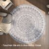 SONGMICS HOME Round Rug, 120 cm, Living Room Rug, Non-Slip Rug, Fluffy Decoration, for Living Room, Bedroom, Machine Washable, Boho Style, Cappuccino Beige TAR051K01 - Billede 4