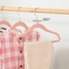 Babybøjler, pakke med 50 børnefløjlsbøjler med rosaguldkroge, lyserød - Billede 2
