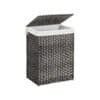 Håndvævet vasketøjskurv, 90L syntetisk rotting vasketøjskurv, grå