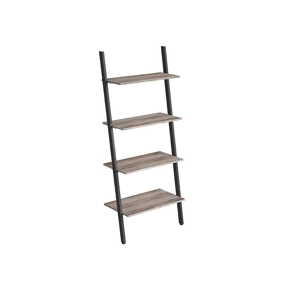 Stilfuld 4-hylde reol i industrielt design til stue eller kontor.