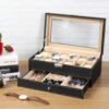 SONGMICS Watch Box with 20 Slots, Large Watch Storage Display Case with Glass Lid, PU Cover, Velvet Lining, Great Gift for Loved Ones, Black JWB020 - Billede 3