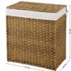 SONGMICS Handwoven Laundry Basket, 110L Synthetic Rattan Divided Clothes Hamper with Lid and Handles, Foldable, Removable Liner Bag, Natural LCB52NL - Billede 7