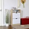 VASAGLE Shoe Cabinet with 2 Flaps, Shoe Rack with an Open Shelf, Melamine Veneer, Easy to Clean, 60 x 24 x 102 cm, White and Natural LBC04NW - Billede 3