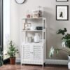 VASAGLE Bathroom Floor Cabinet, Tall Storage Cabinet, Freestanding Bookshelf with 2 Open Shelves and Double Doors, 60 x 32.5 x 122 cm, for Living Room, Kitchen, Study, Entryway, Matte White BBC81WT - Billede 3