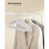SONGMICS Velvet Hangers, Pack 30 Coat Hangers for Clothes, Non-Slip, with Shoulder Notches, Trouser Bar, 360° Swivel Hook, Space-Saving, 0.6 cm Thick, 43 cm Long, Cloud White CRF029W03 - Billede 2