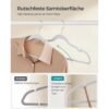 SONGMICS Velvet Hangers, Pack 30 Coat Hangers for Clothes, Non-Slip, with Shoulder Notches, Trouser Bar, 360° Swivel Hook, Space-Saving, 0.6 cm Thick, 43 cm Long, Cloud White CRF029W03 - Billede 3