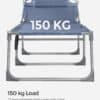 Foldbar liggestol i blå med 150 kg belastning, ideel til udendørs brug.