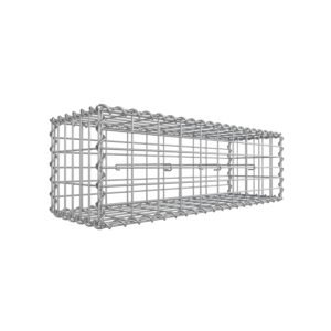 Metal gabionbur med 5 x 10 cm net til sten, galvaniseret, vægskillevæg, 100 x 30 x 30 cm, sølv