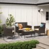 Balkon havemøbelsæt PE Polyrattan Loungesæt Terrassemøbler, Brun Taupe - Billede 4