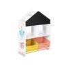 SONGMICS Kids’ Bookshelf, Storage Unit with Blackboard, Boxes, and Shelves, Multi-Functional for Children’s Room, Playroom, White, Black, Orange, and Yellow GKR320W01