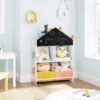 SONGMICS Kids’ Bookshelf, Storage Unit with Blackboard, Boxes, and Shelves, Multi-Functional for Children’s Room, Playroom, White, Black, Orange, and Yellow GKR320W01 - Billede 3