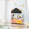 SONGMICS Kids’ Bookshelf, Storage Unit with Blackboard, Boxes, and Shelves, Multi-Functional for Children’s Room, Playroom, White, Black, Orange, and Yellow GKR320W01 - Billede 4