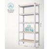 5-etagers reol, stålreol til opbevaring, boltløs montering, 30 x 75 x 150 cm, sølv - Billede 7