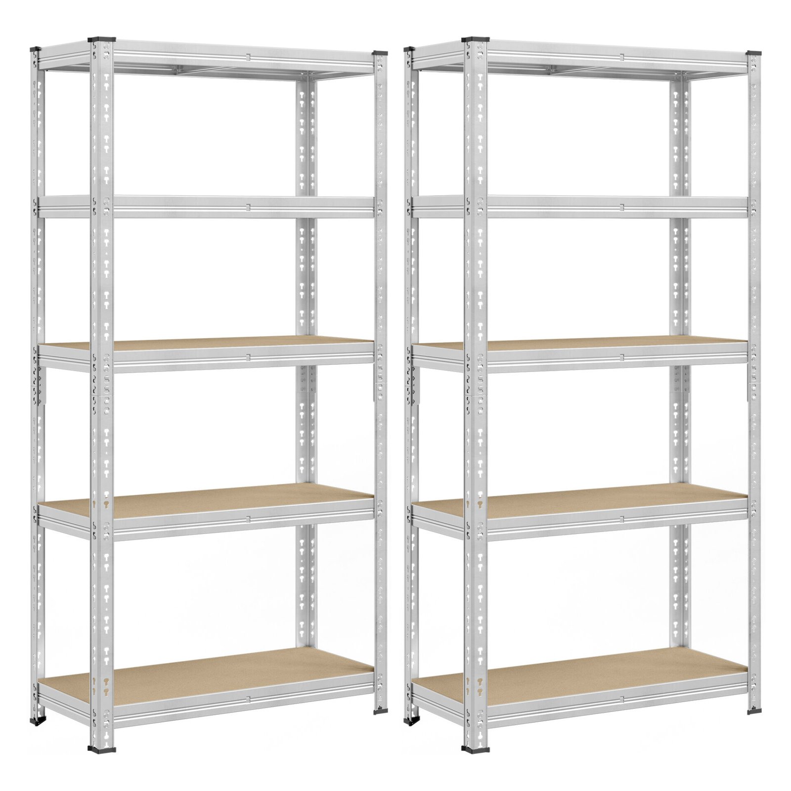 Robuste opbevaringsreoler, sæt med 2, garagereol, 40 x 90 x 180 cm, sølv 1 Robuste opbevaringsreoler, sæt med 2, garagereol, 40 x 90 x 180 cm, sølv